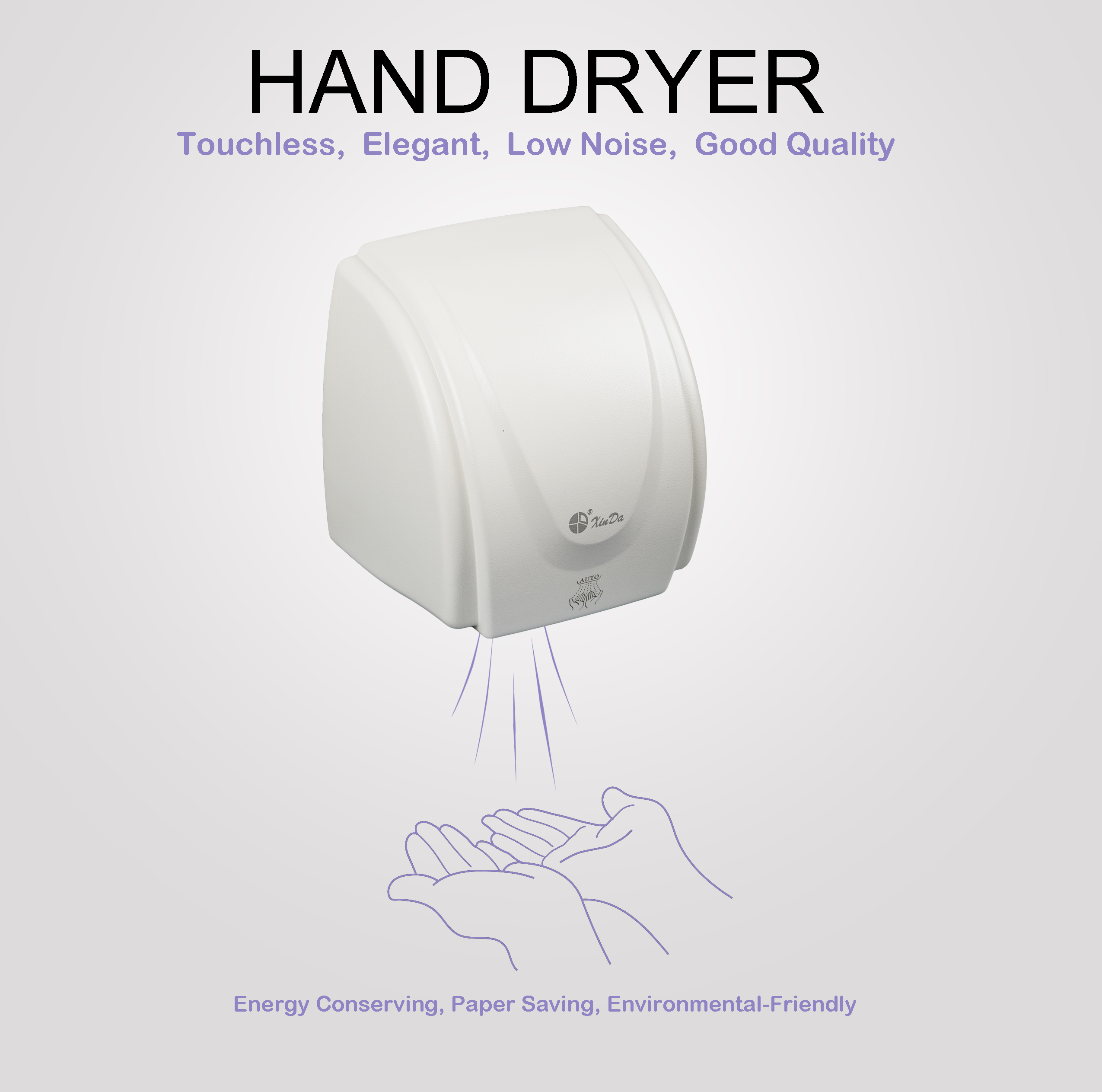 O XinDa GSX1800A Hotel com sensor automático secador de mãos profissional de plástico branco automático Secador de mãos montado na parede