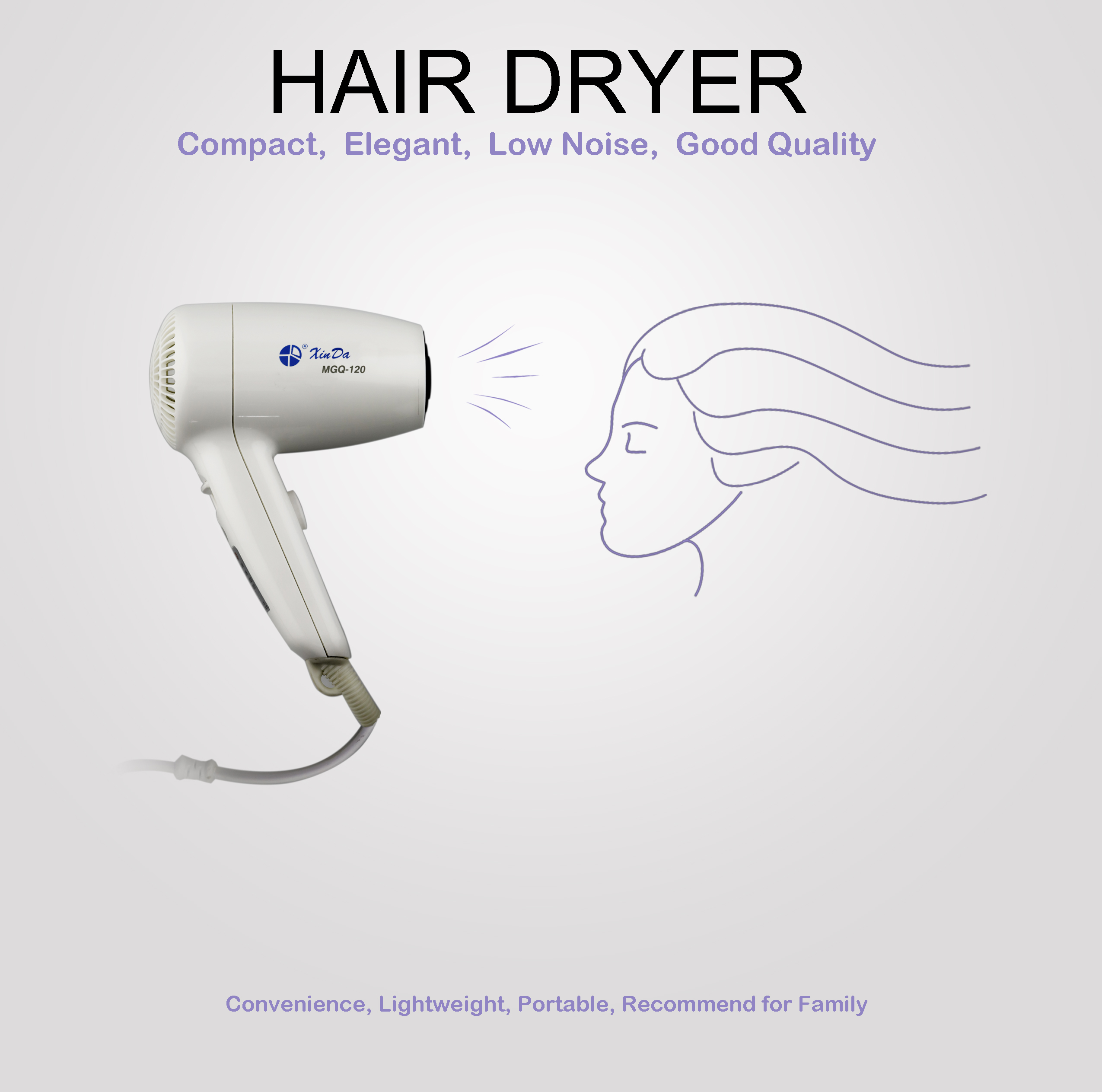 O poderoso secador de cabelo XinDa MGQ120 2200w comercial profissional doméstico