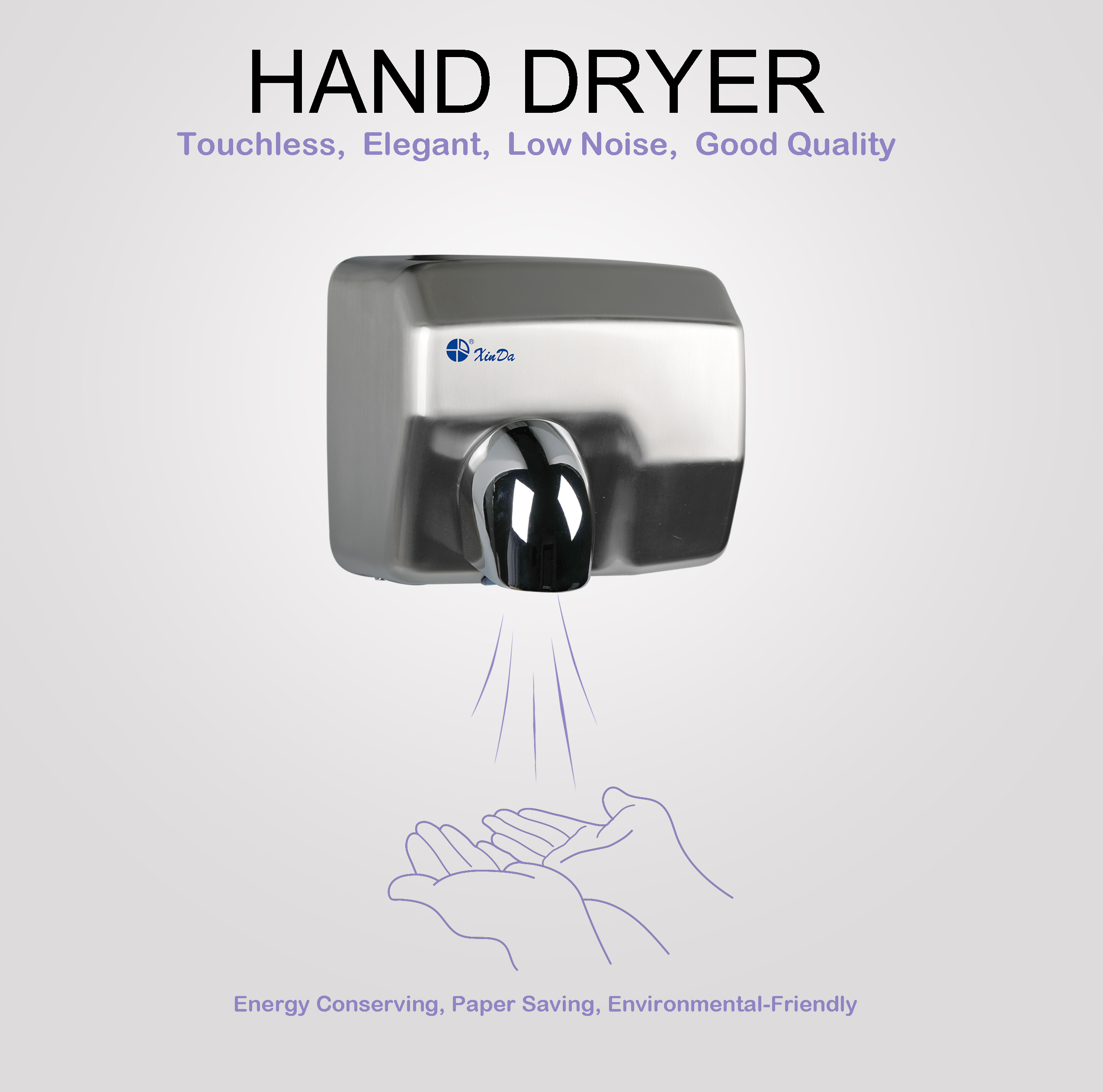 Máquina secadora de mãos XinDa Silver GSQ250 com sensor elétrico e secador de mãos de ozônio